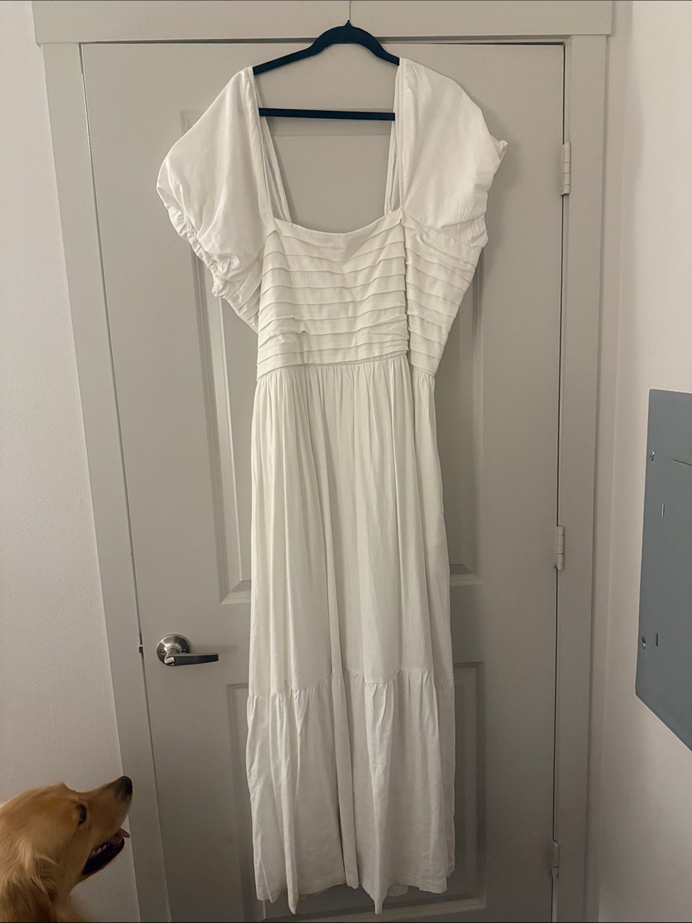 White Maxi Dress with Pintuck Bodice